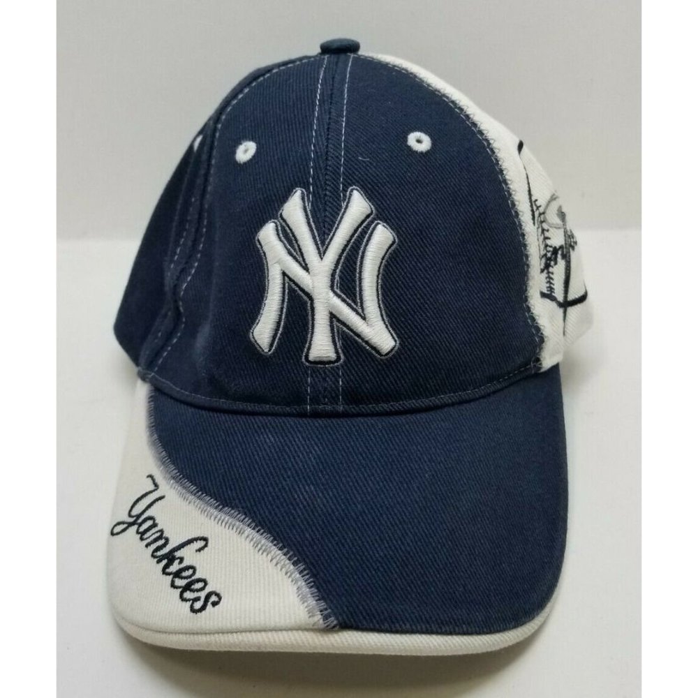NY YANKEES Baseball Hat Cap Youth Genuine Merchandise Blue & White w/ Logo (T11)